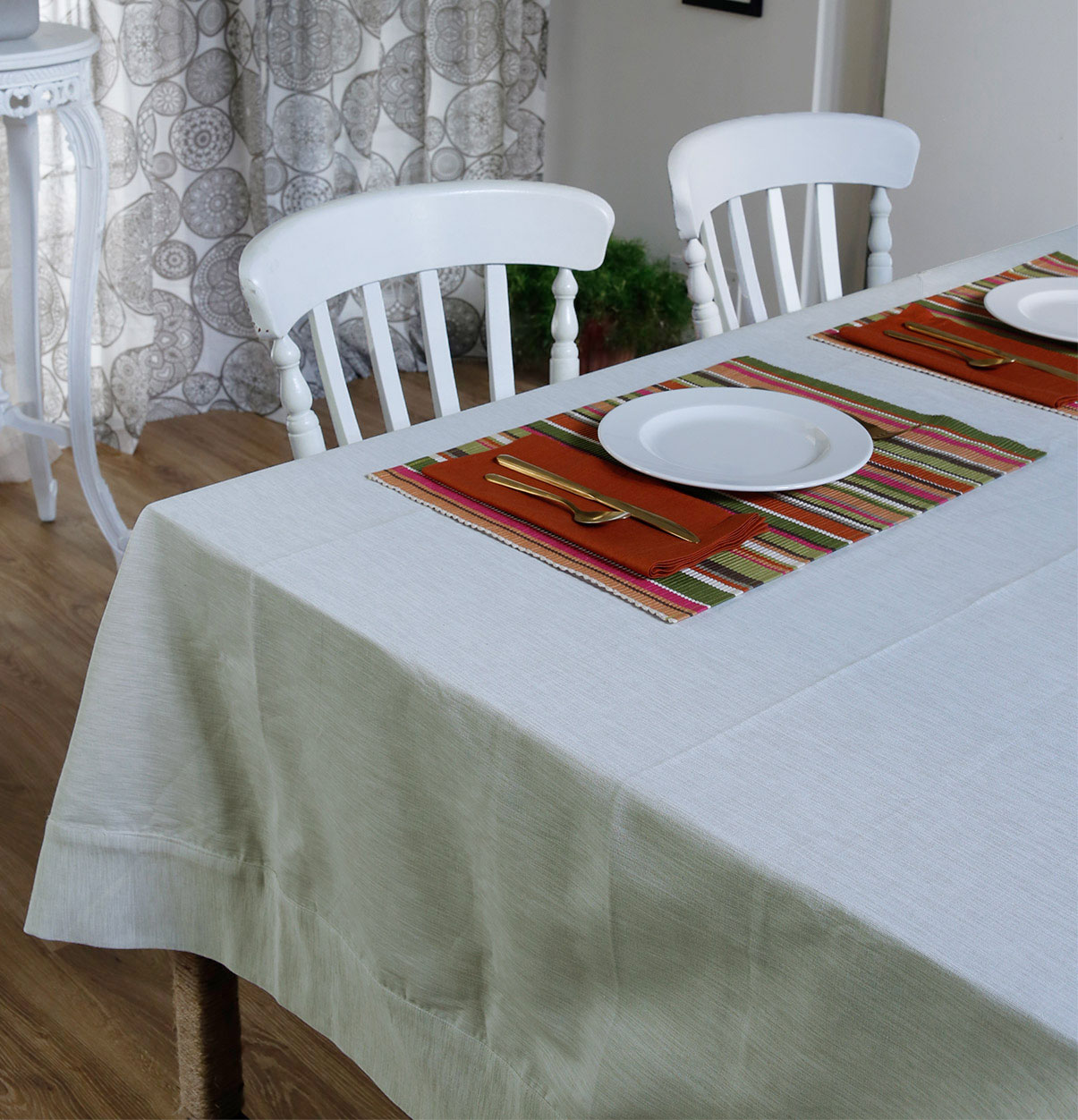 Buy Textura Cotton Table Cloth Windchime White 60" x 90" Thoppia