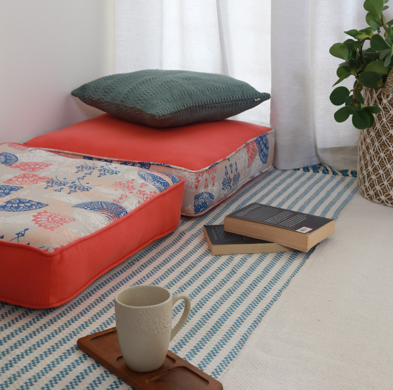 Floor Cushions, Rugs in living room