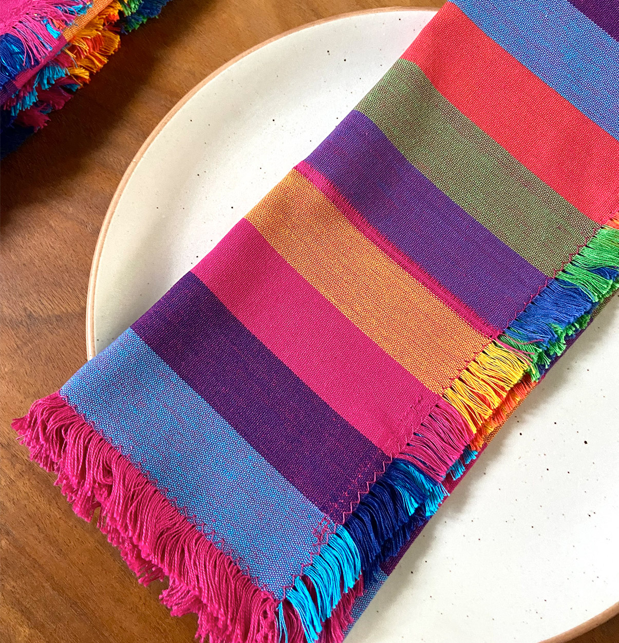 Buy Stripes Cotton Table Napkins Multicolor Set of 6 Thoppia
